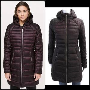 Lululemon Women’s Brave The Cold Down Jacket Black Cherry Hooded Coat Size 4